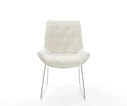 EsszimmerstuhlTaimi-Flex Bouclé Soft Beige Kufengestell Edelstahl Sofort versandfertig