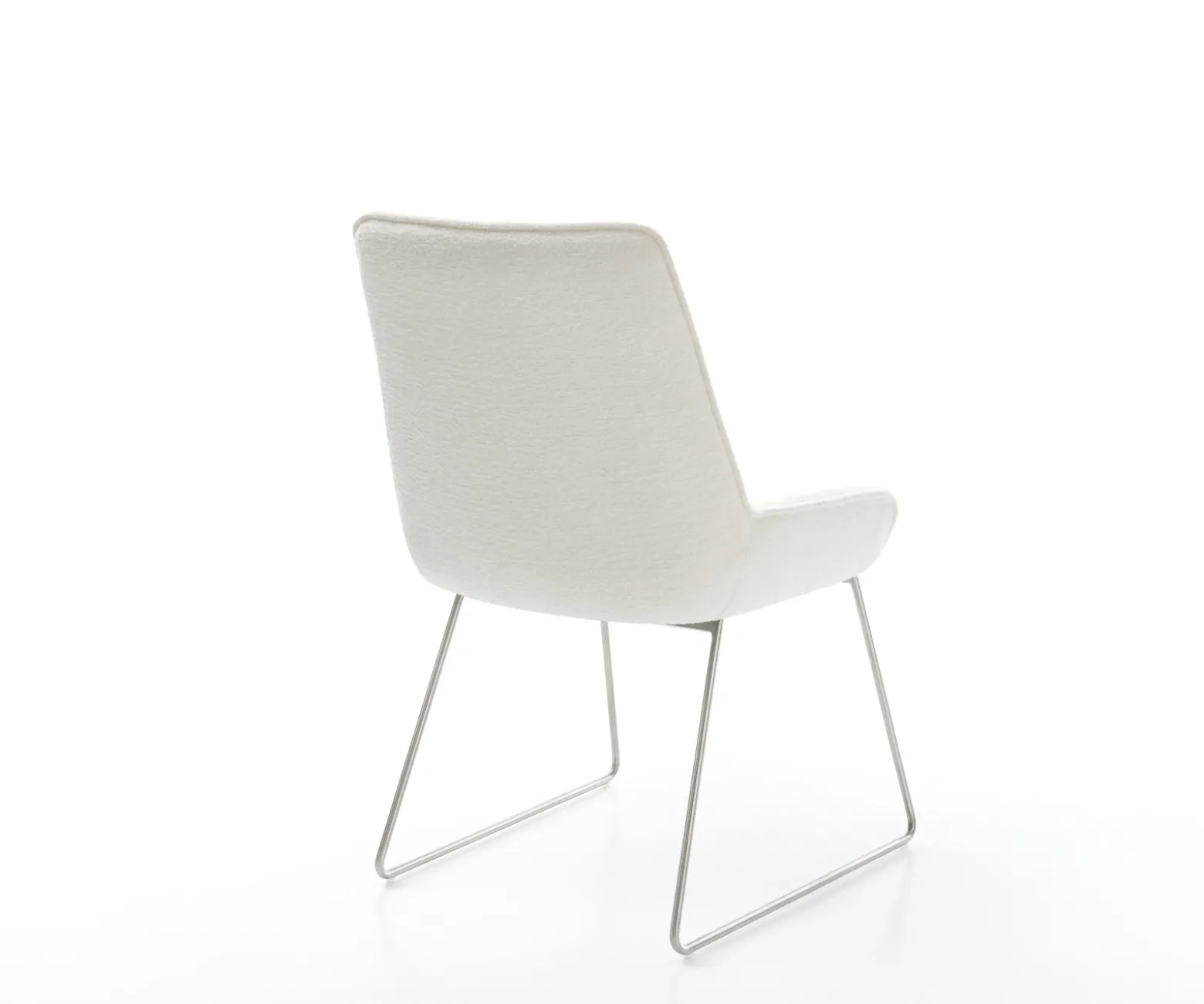 EsszimmerstuhlTaimi-Flex Bouclé Soft Beige Kufengestell Edelstahl Sofort versandfertig