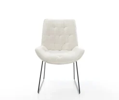 EsszimmerstuhlTaimi-Flex Bouclé Soft Beige Kufengestell Schwarz Sofort versandfertig