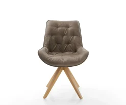EsszimmerstuhlTaimi-Flex Mikrofaser Taupe Vintage Holzgestell kantig Natur 360° drehbar Versandfertig ca. 28.10.26