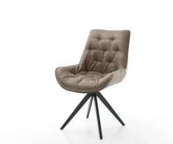 EsszimmerstuhlTaimi-Flex Mikrofaser Taupe Vintage Kreuzgestell kantig Schwarz Sofort versandfertig