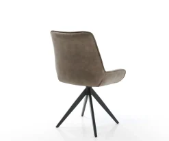 EsszimmerstuhlTaimi-Flex Mikrofaser Taupe Vintage Kreuzgestell kantig Schwarz Sofort versandfertig