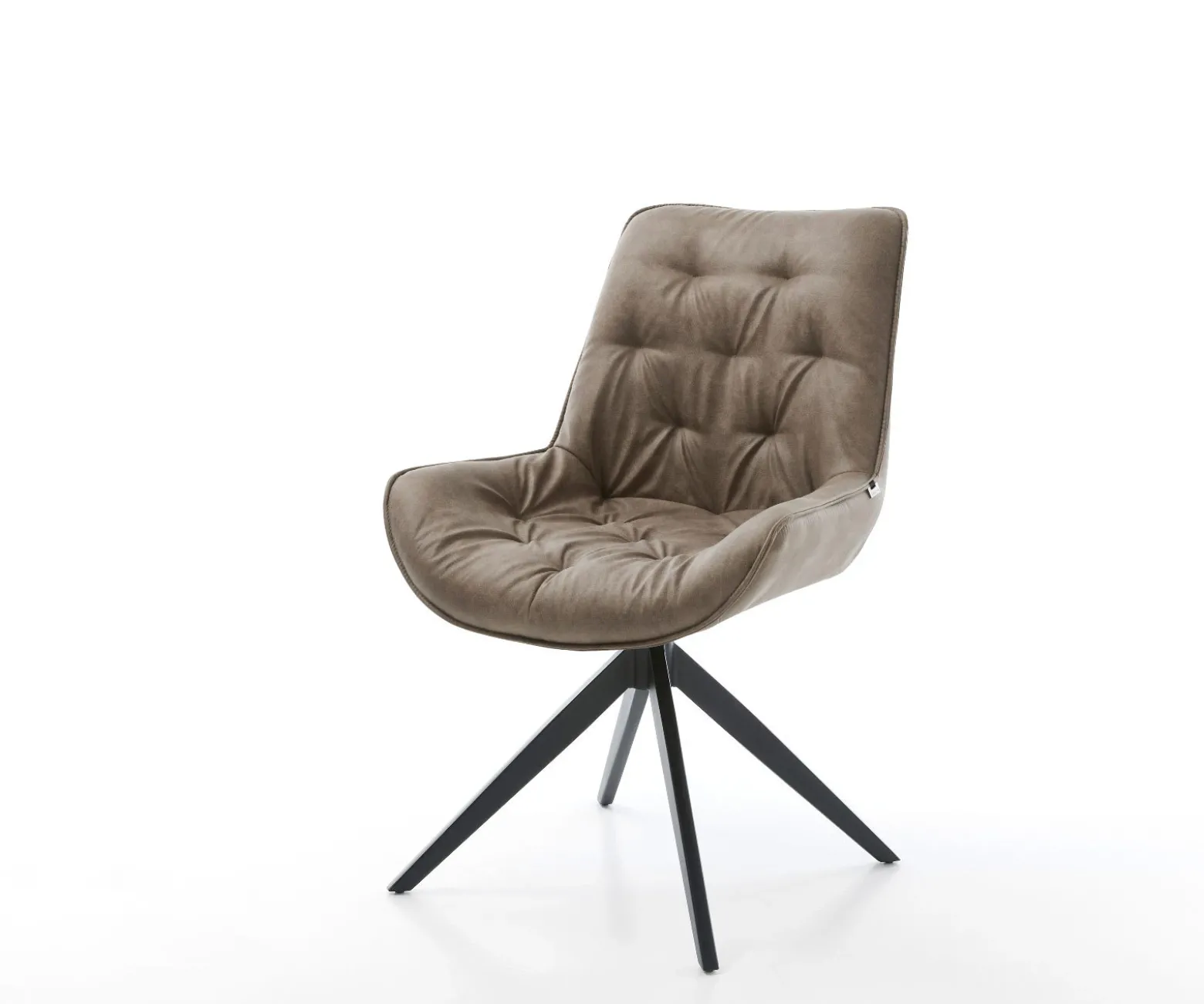 EsszimmerstuhlTaimi-Flex Mikrofaser Taupe Vintage Kreuzgestell breit Schwarz Sofort versandfertig