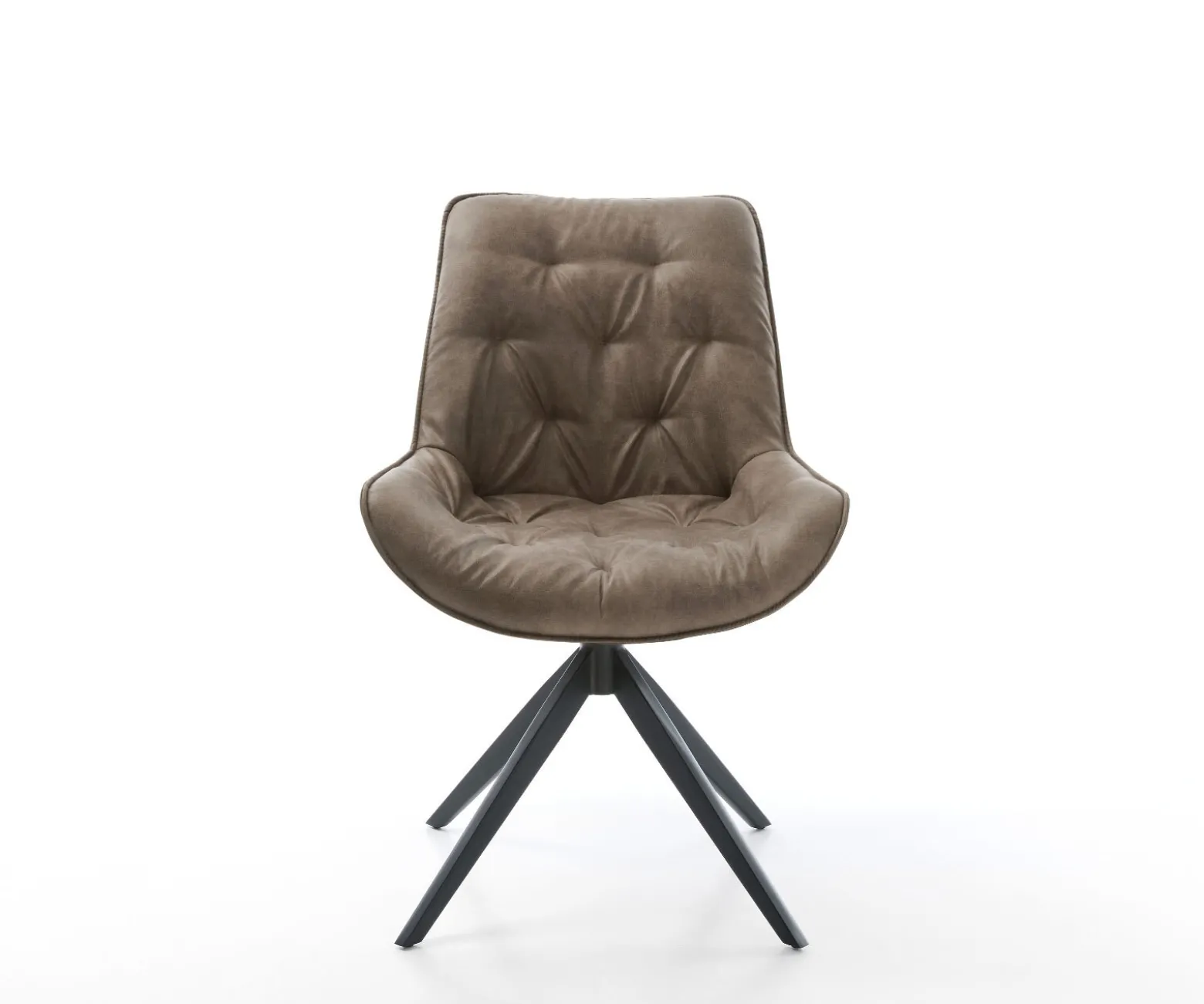EsszimmerstuhlTaimi-Flex Mikrofaser Taupe Vintage Kreuzgestell breit Schwarz Sofort versandfertig