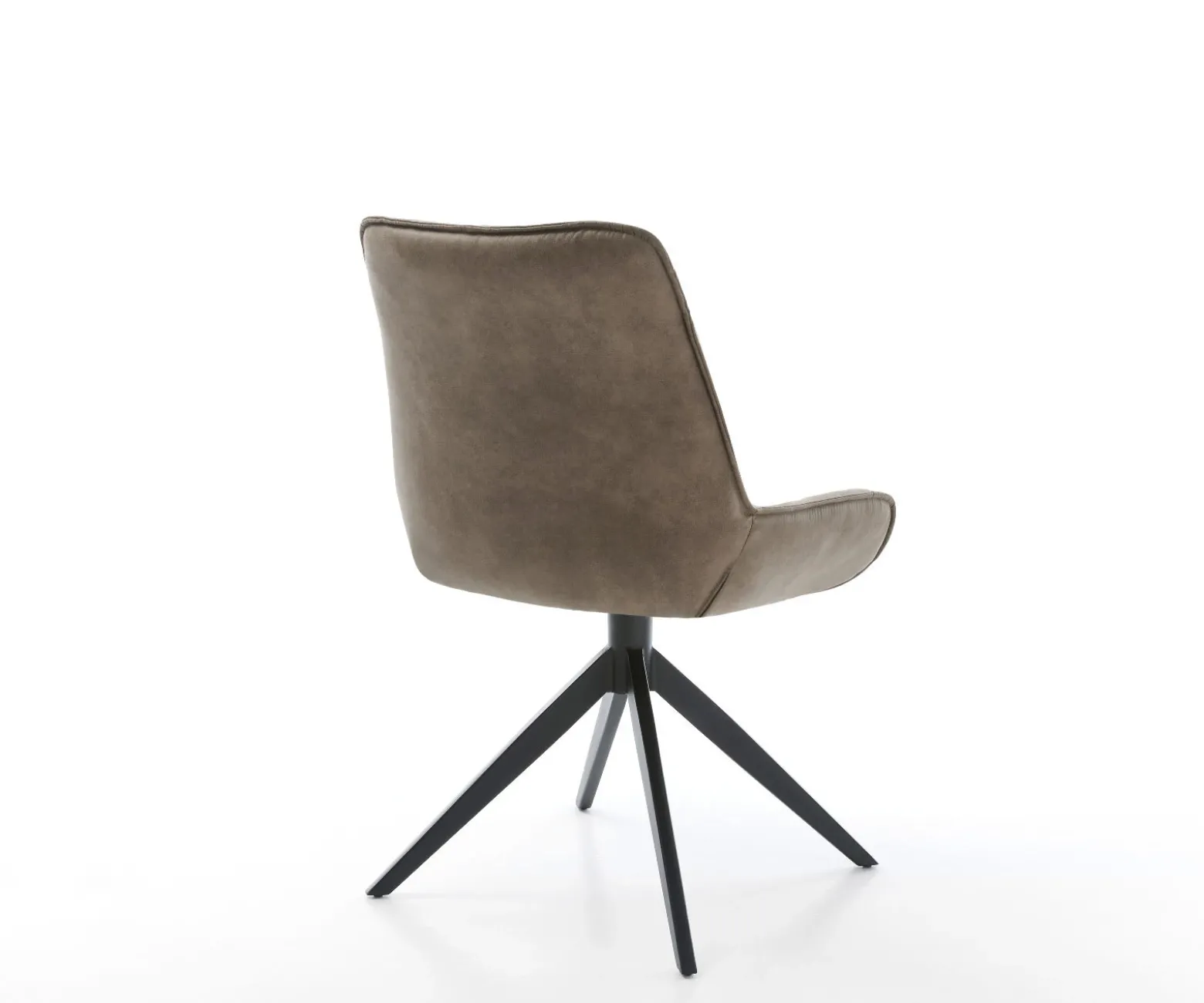 EsszimmerstuhlTaimi-Flex Mikrofaser Taupe Vintage Kreuzgestell breit Schwarz Sofort versandfertig
