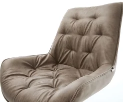 EsszimmerstuhlTaimi-Flex Mikrofaser Taupe Vintage Kreuzgestell konisch Edelstahl Sofort versandfertig