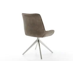 EsszimmerstuhlTaimi-Flex Mikrofaser Taupe Vintage Kreuzgestell breit Edelstahl Sofort versandfertig