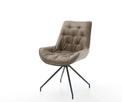 EsszimmerstuhlTaimi-Flex Mikrofaser Taupe Vintage Kreuzgestell konisch Schwarz Sofort versandfertig