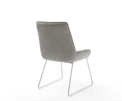 EsszimmerstuhlTaimi-Flex Strukturstoff Soft Grau Kufengestell Edelstahl Sofort versandfertig