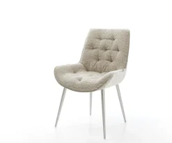 EsszimmerstuhlTaimi-Flex Webstoff Soft Beige 4-Fuß konisch Edelstahl Sofort versandfertig