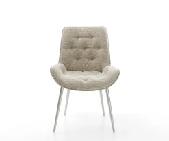 EsszimmerstuhlTaimi-Flex Webstoff Soft Beige 4-Fuß konisch Edelstahl Sofort versandfertig