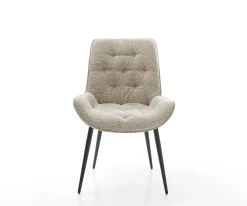 EsszimmerstuhlTaimi-Flex Webstoff Soft Beige 4-Fuß konisch Schwarz Sofort versandfertig
