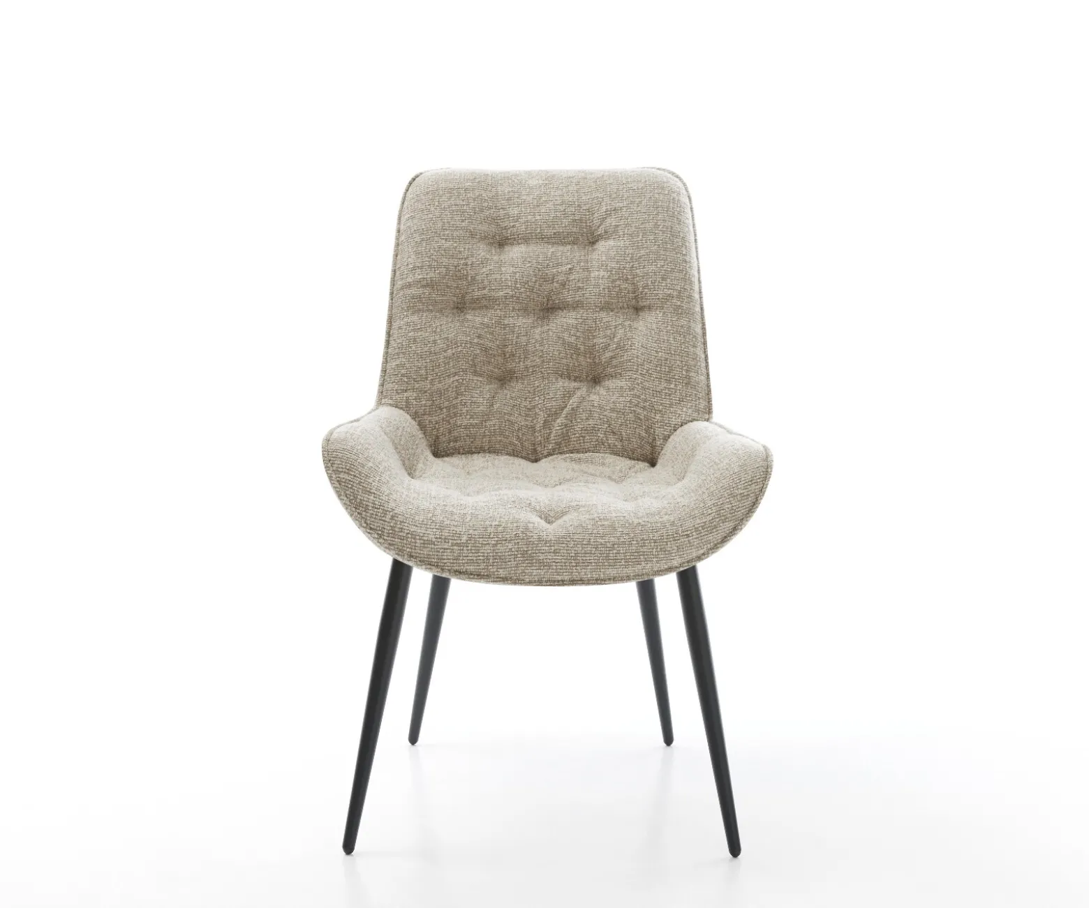 EsszimmerstuhlTaimi-Flex Webstoff Soft Beige 4-Fuß konisch Schwarz Sofort versandfertig
