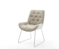 EsszimmerstuhlTaimi-Flex Webstoff Soft Beige Kufengestell Edelstahl Sofort versandfertig