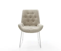 EsszimmerstuhlTaimi-Flex Webstoff Soft Beige Kufengestell Edelstahl Sofort versandfertig