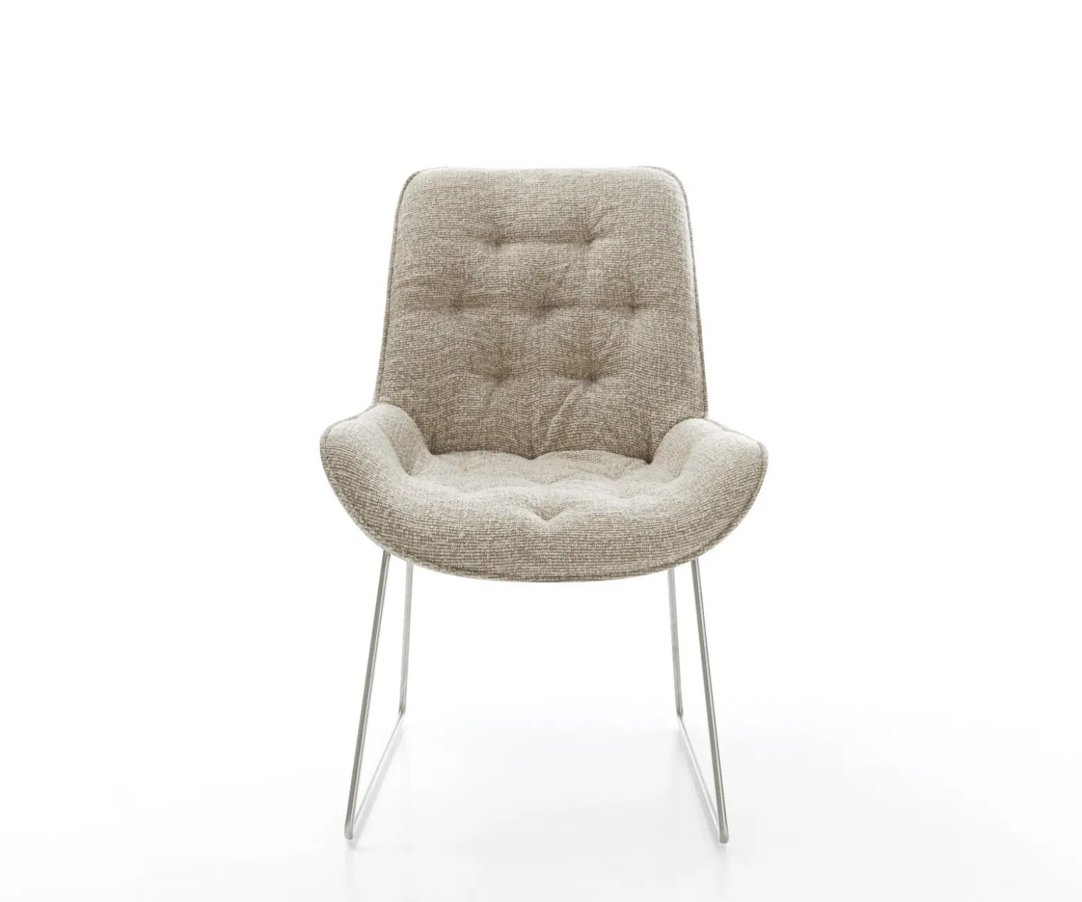 EsszimmerstuhlTaimi-Flex Webstoff Soft Beige Kufengestell Edelstahl Sofort versandfertig