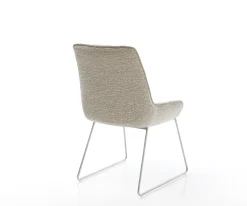 EsszimmerstuhlTaimi-Flex Webstoff Soft Beige Kufengestell Edelstahl Sofort versandfertig