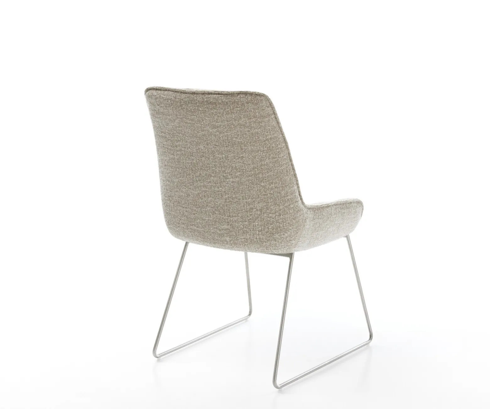 EsszimmerstuhlTaimi-Flex Webstoff Soft Beige Kufengestell Edelstahl Sofort versandfertig