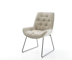 EsszimmerstuhlTaimi-Flex Webstoff Soft Beige Kufengestell Schwarz Sofort versandfertig