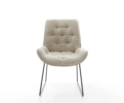 EsszimmerstuhlTaimi-Flex Webstoff Soft Beige Kufengestell Schwarz Sofort versandfertig