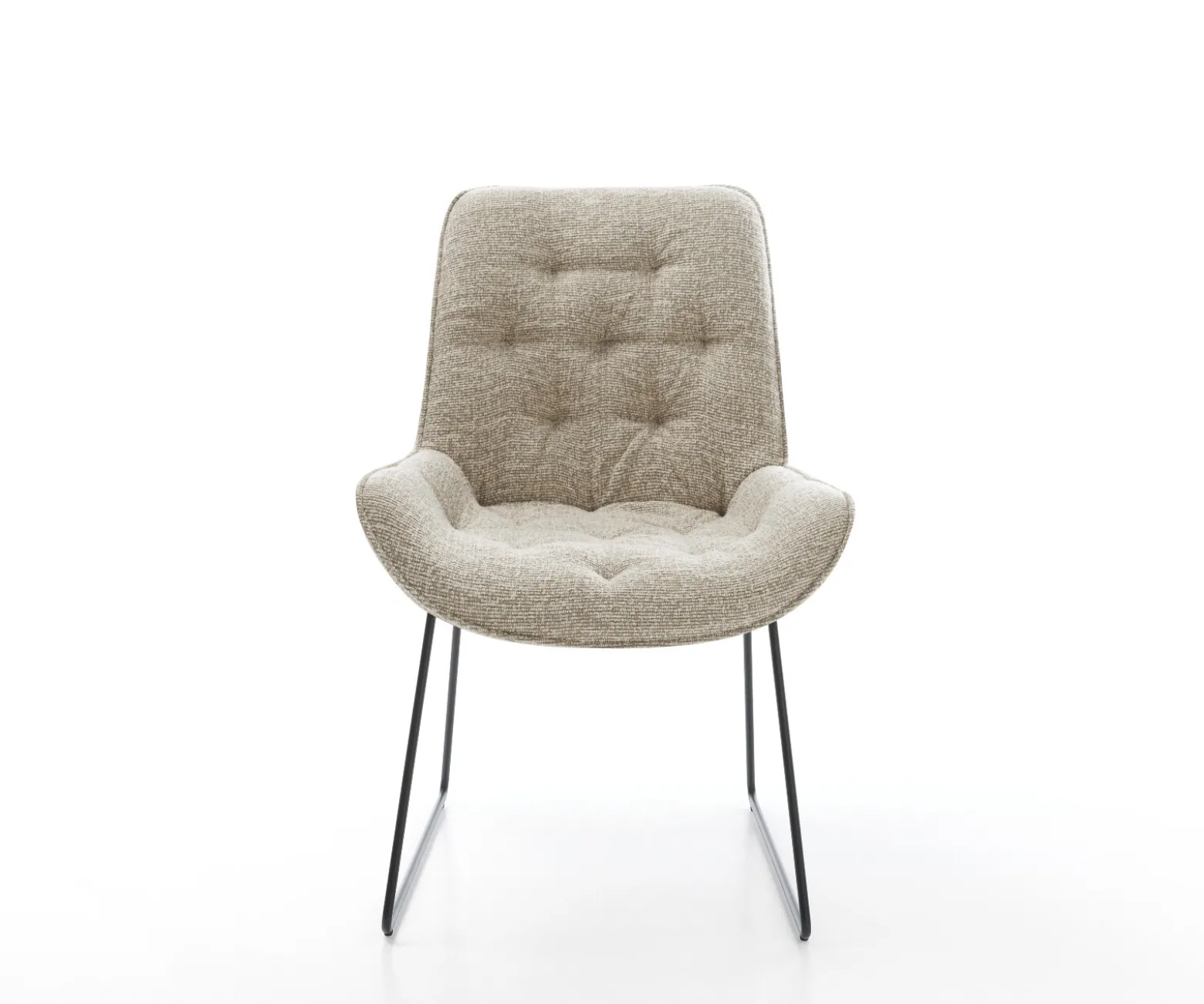 EsszimmerstuhlTaimi-Flex Webstoff Soft Beige Kufengestell Schwarz Sofort versandfertig