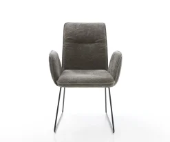 EsszimmerstuhlVinja-Flex Bouclé Soft Schlamm Kufengestell Schwarz Sofort versandfertig