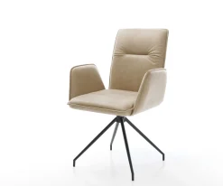 EsszimmerstuhlVinja-Flex Mikrofaser Beige Vintage Kreuzgestell konisch Schwarz Sofort versandfertig