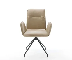 EsszimmerstuhlVinja-Flex Mikrofaser Beige Vintage Kreuzgestell konisch Schwarz Sofort versandfertig