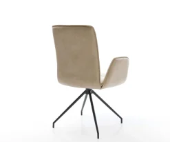 EsszimmerstuhlVinja-Flex Mikrofaser Beige Vintage Kreuzgestell konisch Schwarz Sofort versandfertig