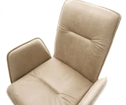EsszimmerstuhlVinja-Flex Mikrofaser Beige Vintage Kreuzgestell kantig Schwarz Sofort versandfertig
