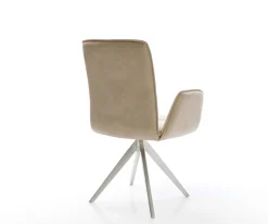 EsszimmerstuhlVinja-Flex Mikrofaser Beige Vintage Kreuzgestell kantig Edelstahl Sofort versandfertig