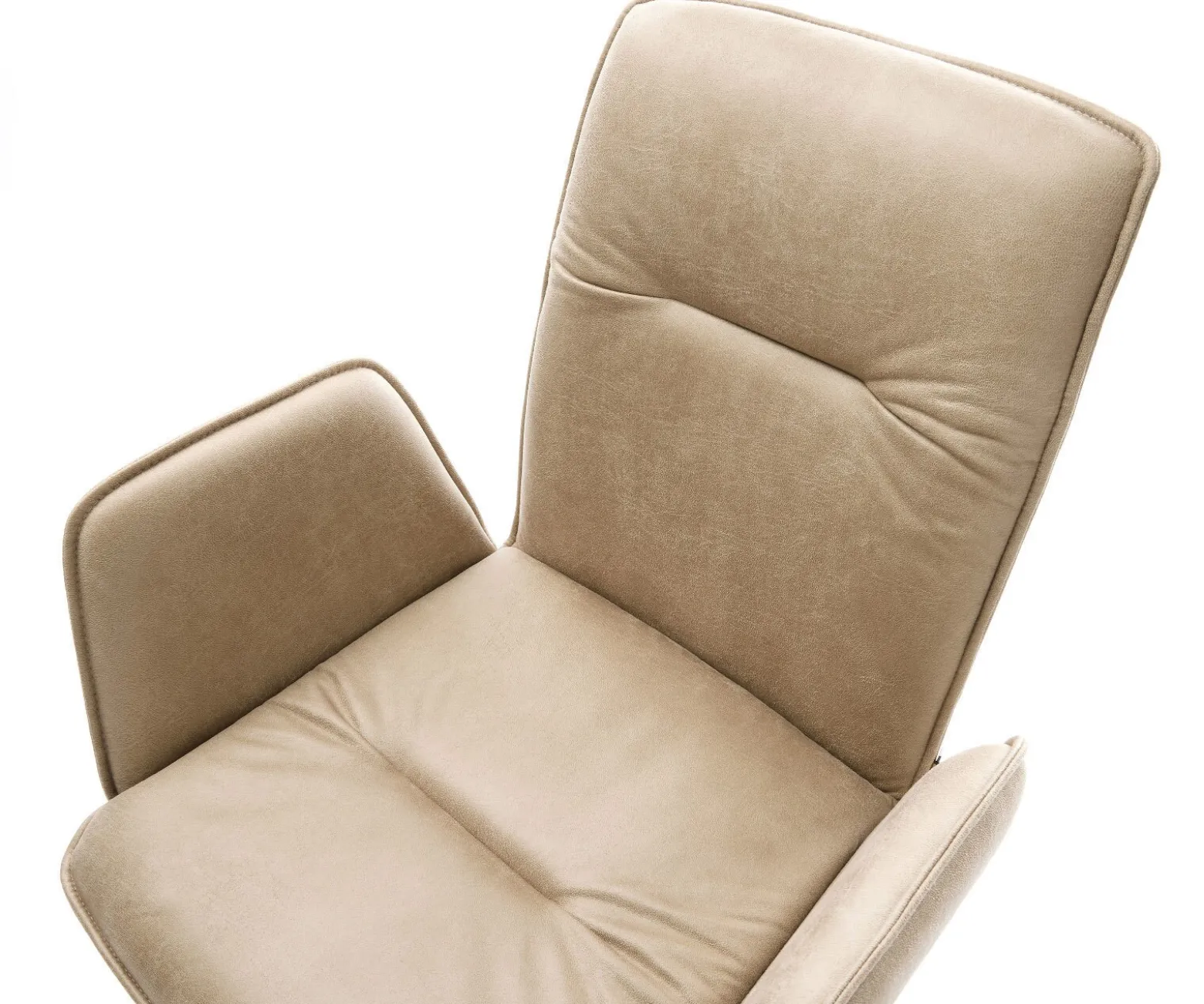 EsszimmerstuhlVinja-Flex Mikrofaser Beige Vintage Kreuzgestell konisch Edelstahl Sofort versandfertig