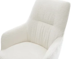 EsszimmerstuhlZelia-Flex mit Armlehnen Bouclé Soft Beige 4-Fuß konisch Schwarz Taschenfederkern Sofort versandfertig