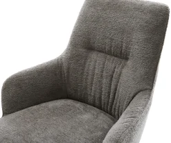 EsszimmerstuhlZelia-Flex mit Armlehnen Bouclé Soft Schlamm 4-Fuß konisch Edelstahl Taschenfederkern Sofort versandfertig