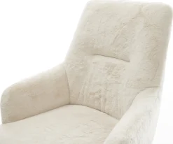 EsszimmerstuhlZelia-Flex mit Armlehnen Plüsch Creme-Weiß 4-Fuß konisch Schwarz Taschenfederkern Sofort versandfertig