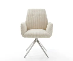 EsszimmerstuhlZoa-Flex Cord Beige Kreuzgestell breit Edelstahl Taschenfederkern Sofort versandfertig
