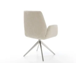 EsszimmerstuhlZoa-Flex Cord Beige Kreuzgestell breit Edelstahl Taschenfederkern Sofort versandfertig