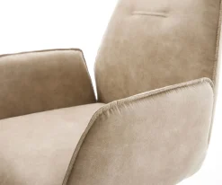 EsszimmerstuhlZoa-Flex Mikrofaser Beige Vintage Kreuzgestell konisch Schwarz Taschenfederkern Sofort versandfertig