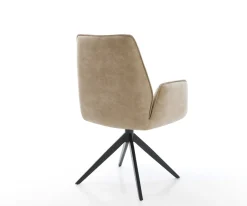 EsszimmerstuhlZoa-Flex Mikrofaser Beige Vintage Kreuzgestell breit Schwarz Taschenfederkern Sofort versandfertig