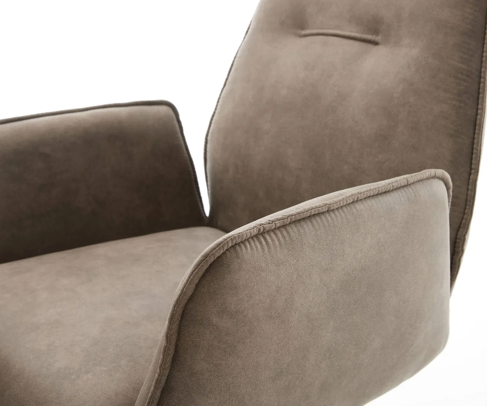 EsszimmerstuhlZoa-Flex Mikrofaser Taupe Vintage Kreuzgestell konisch Schwarz Taschenfederkern Sofort versandfertig