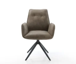 EsszimmerstuhlZoa-Flex Mikrofaser Taupe Vintage Kreuzgestell breit Schwarz Taschenfederkern Sofort versandfertig