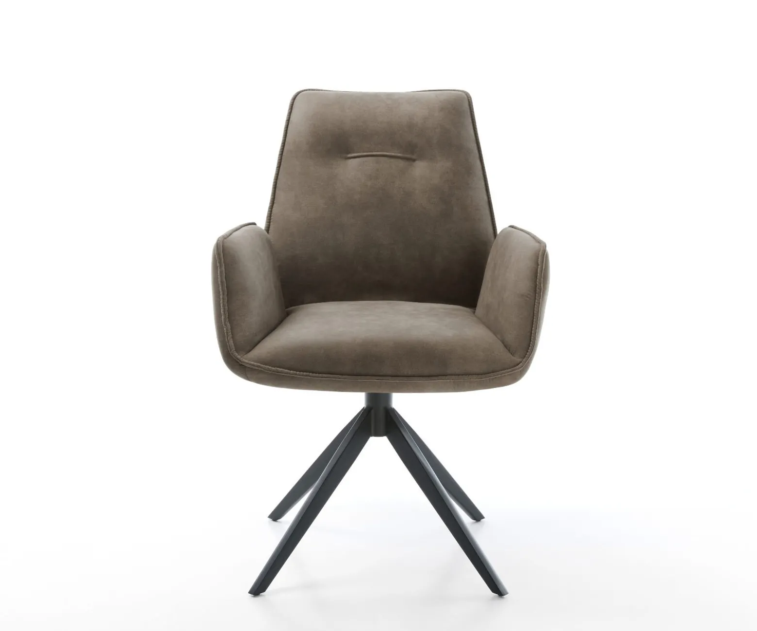 EsszimmerstuhlZoa-Flex Mikrofaser Taupe Vintage Kreuzgestell breit Schwarz Taschenfederkern Sofort versandfertig