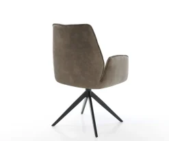 EsszimmerstuhlZoa-Flex Mikrofaser Taupe Vintage Kreuzgestell breit Schwarz Taschenfederkern Sofort versandfertig