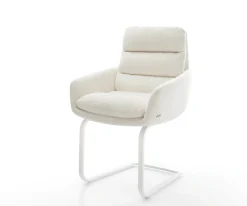 FreischwingerAbelia-Flex mit Armlehnen Bouclé Soft Beige Freischwinger flach Weiß Sofort versandfertig