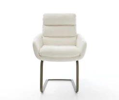 FreischwingerAbelia-Flex mit Armlehnen Bouclé Soft Beige Freischwinger flach Effektfinish Titan Sofort versandfertig