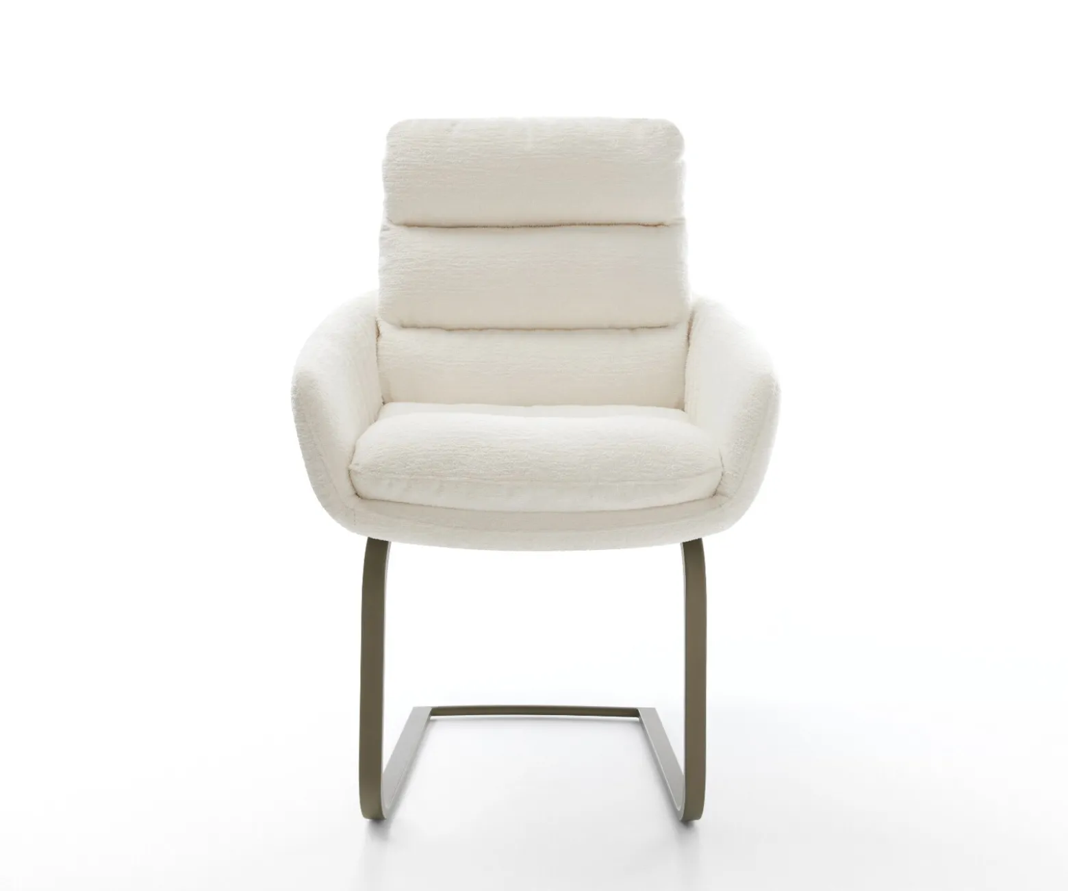 FreischwingerAbelia-Flex mit Armlehnen Bouclé Soft Beige Freischwinger flach Effektfinish Titan Sofort versandfertig