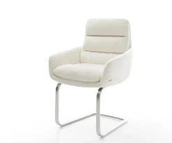 FreischwingerAbelia-Flex mit Armlehnen Bouclé Soft Beige Freischwinger flach Edelstahl Sofort versandfertig