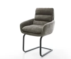 FreischwingerAbelia-Flex mit Armlehnen Bouclé Soft Schlamm Freischwinger flach Schwarz Sofort versandfertig