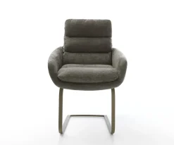FreischwingerAbelia-Flex mit Armlehnen Bouclé Soft Schlamm Freischwinger flach Effektfinish Titan Sofort versandfertig