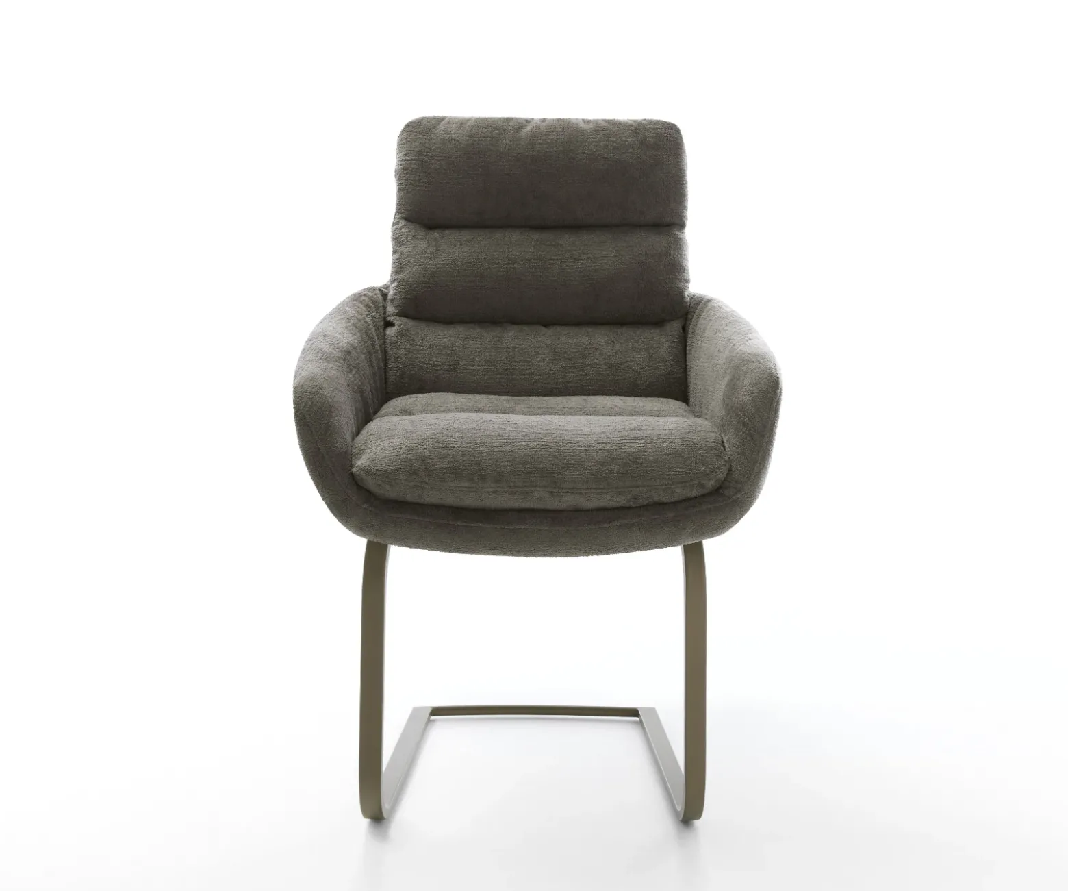 FreischwingerAbelia-Flex mit Armlehnen Bouclé Soft Schlamm Freischwinger flach Effektfinish Titan Sofort versandfertig